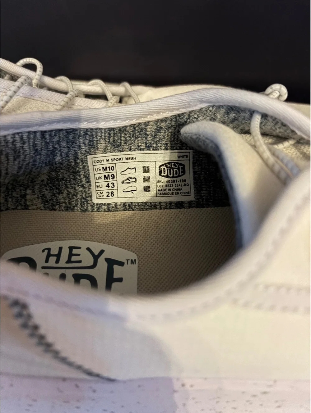 HEYDUDE Cody Sport White Men’s Size 10 Sneakers Lightweight